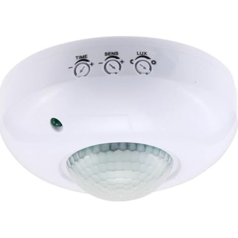 Presence detector for ceiling mounting, PIR motion detector switch 220–240 V, highly sensitive motion detector light switch, 6 m detection range (360°)