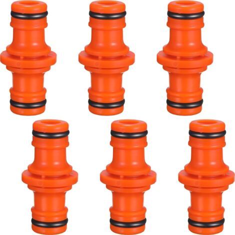 6 Pièces Double Connecteur de Tuyaux Mâles Raccords de Tuyaux pour Rejoignez le Tube de Tuyaux de Jardin (Orange) (1/5)