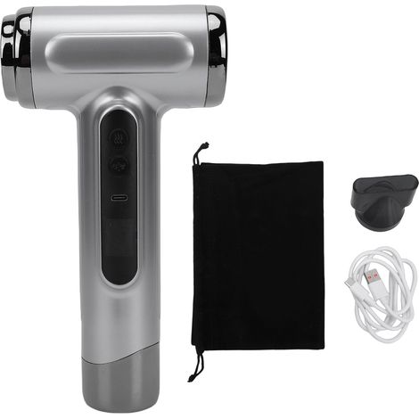 Decdeal Sèche-cheveux sans fil 15600mAh rechargeable vent chaud froid 200W coup portable pour voyage camping gris
