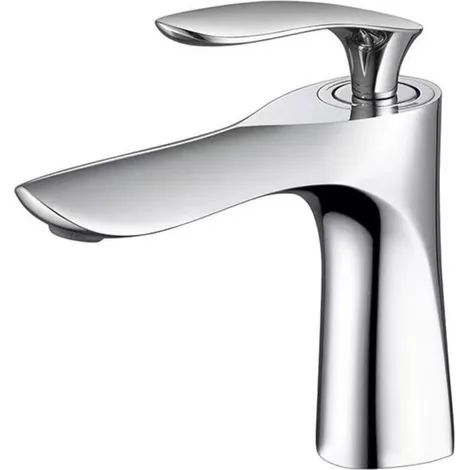 Robinet de lavabo en alliage de zinc, mitigeur chromé argenté avec lavabo (1/3)