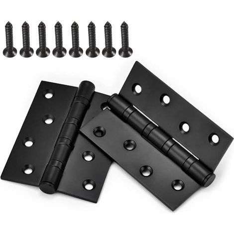 Charnières inox 100 mm – 4 pièces, roulements à billes, pour fenêtres et armoires, noires