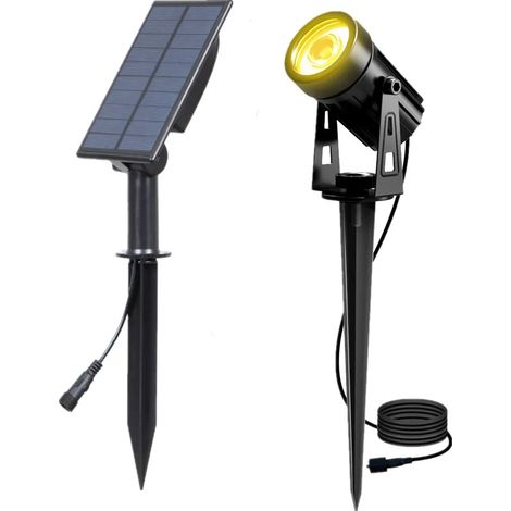 Projecteur solaire (blanc chaud 1) IP65, lampe LED solaire extérieure pour jardin, terrasse ou arbre, en aluminium antirouille. (1/5)