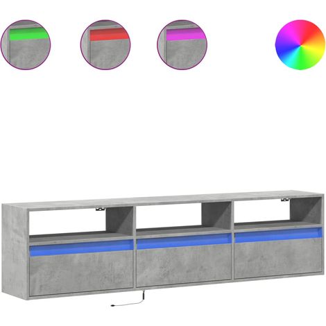 Maison Exclusive - TV-Wandschrank mit LED Betongrau 180x31x45 cm (1/5)
