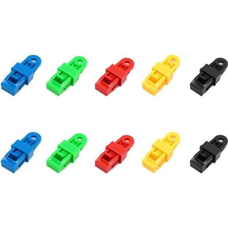 Jeu de 10 Pince pour bache,Clips/Attache /tendeur Elastique de bache,poignée de Verrouillage Robuste et réglable pour bâche et Toile d'ombrage(10pc) (1/5)