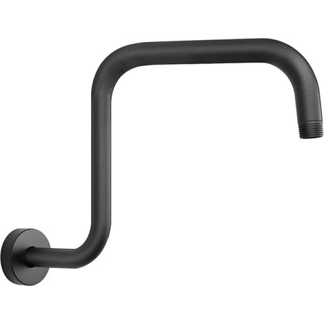 Support de douche mural ou de plafond avec bride pour extension de douche à effet pluie, en acier inoxydable aspect chromé (noir)