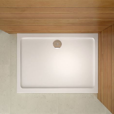 Aica Sanitaire – Receveur de douche 80x100cm – Rectangulaire en marbre minéral et résine – Finition Gel-coat – Fond anti-dérapant – Pas de bonde (1/5)