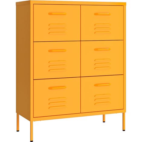 vidaXL Cassettiera Giallo Senape 80x35x101,5 cm in Acciaio (1/5)