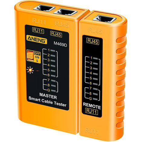 ANENG M469D Netzwerkkabeltester für RJ11- und RJ45-Paare, Telefonleitungen, LED-Anzeige, Gelb