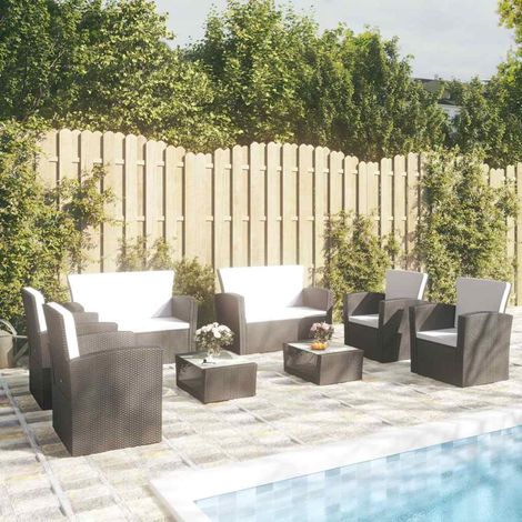 vidaXL Set muebles de jardín 8 piezas y cojines ratán sintético negro (1/5)