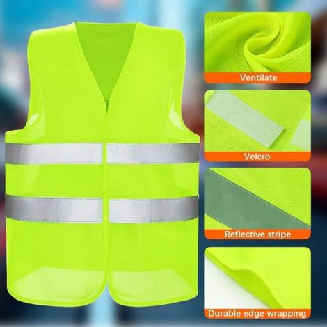 10 pièce Gilet de Sécurité,Gilet Haute visibilité,Gilet Fluorescent Jaune Haute Visibilité à 360 °,Gilet Réfléchissant de Voiture (1/4)