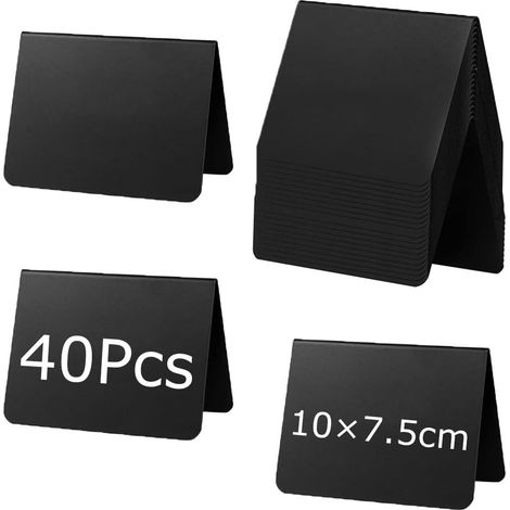Lot de 40 Ardoises Effaçables, de type V, Numéros de Tables, Nombre de Tables, Étiquettes de Prix, Tableau pour la Fête de Mariage du Café Buffet Gastronomique (10 x 7,5 cm) (1/4)