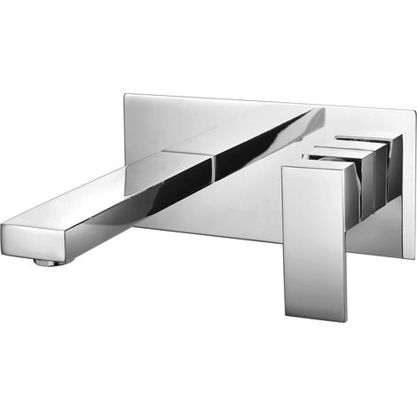 RAK Cubis Wall Mounted Basin Mixer Tap with Back Plate - Chrome (1/5)