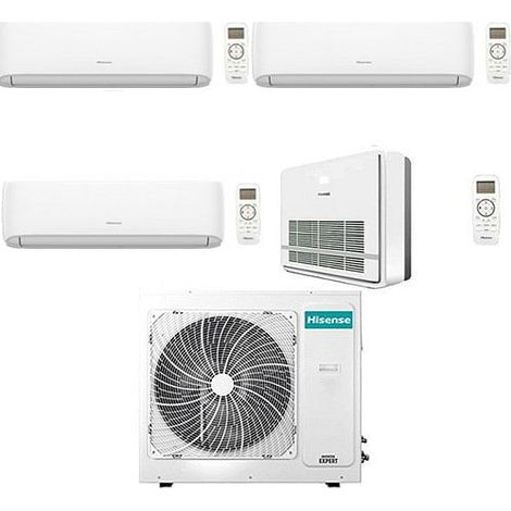 Climatizzatore Condizionatore Hisense Split + Console Serie Turbo R32 Quadri Split Inverter 7000 + 7000 + 9000 + 12000 BTU con U.E. 4AMW81U4RJC NOVITÁ Classe A++/A+ (1/2)