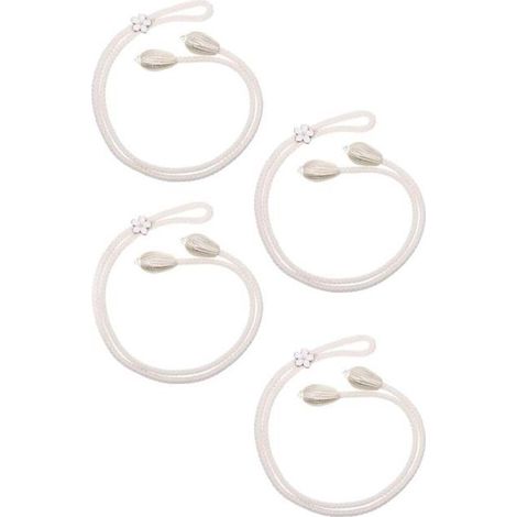 Embrasses de rideaux - 2 paires - Boucles de rideaux - Coton - Cordon de rideau - Élégantes - Rideaux décoratifs - 50 cm - Blanc (1/5)