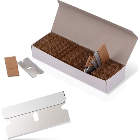 100 Pièces Lames Rechange pour Grattoir Plaque Vitrocéramiqu, Lames Acier Inoxydable pour racleurs, 1.5 pouces, Argent (1/5)