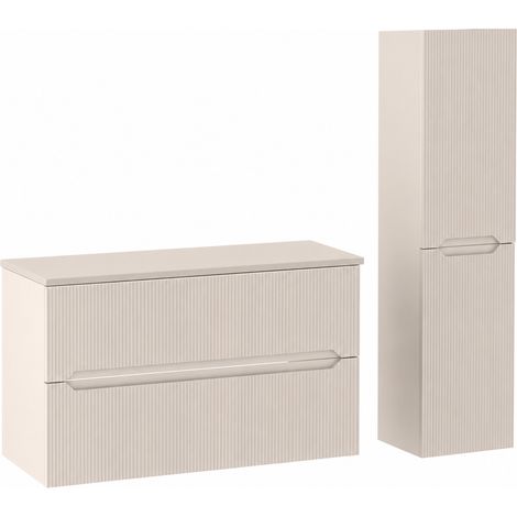 Ensemble meuble sous vasque avec plan L.80 cm avec colonne H.130 cm cachemire mat NOVO Furnidea (1/5)