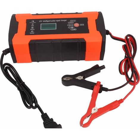 Chargeur de batterie 12 V 10 A pour voiture, camion, moto ou vélo électrique. Chargeur intelligent automatique avec fonction de réparation par impulsions. (1/5)