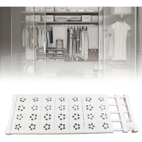 Étagère de tension extensible pour placard sans perforation - Blanc - 24cm x 75-120cm - Incl. supports, pieds et vis (1/5)