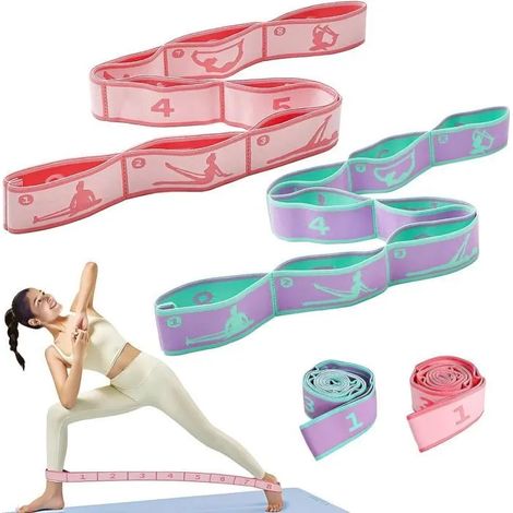 2pcs éLastique Musculation,Bande Elastique Musculation,Bande Elastique Fitness pour Pilates,Danse,Gymnastique et éTirements (1/4)