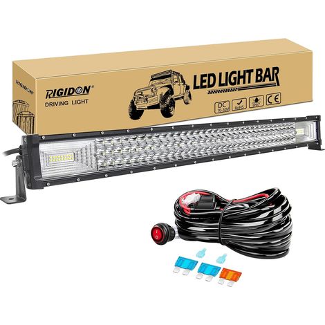 32 Pouces 80 cm 405W Slim Barre de Led 4x4 avec 12v faisceau de câblage kit, Straight led light bar, Barre lumineuse led pour offroad Véhicules Voiture camions ATV, 6000K feu antibrouillard (1/5)