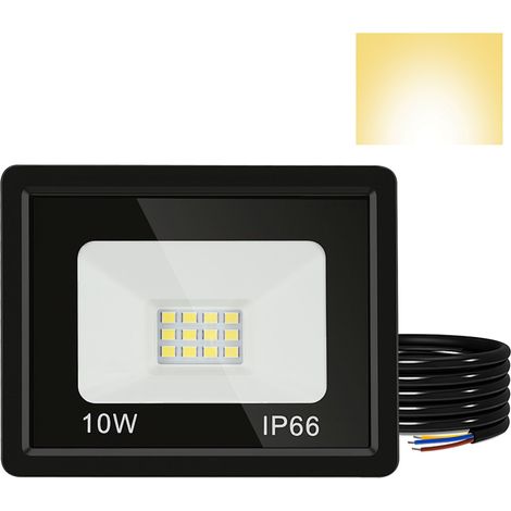 Randaco Proyector LED, foco LED para exteriores IP66, ángulo de haz 120°, 10W 10 unidades, luz de trabajo blanco cálido 3000K