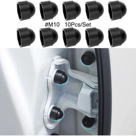 (M10) Lot de 10 capuchons de protection pour boulons et écrous M8 et M10, en plastique noir, forme hexagonale apparente, compatibles avec la plupart des voitures. (1/5)