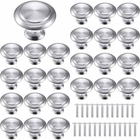 25 pièces Poignées Meuble pour,Boutons de Tiroir,Boutons Porte Rond,Poignées rondes en acier inoxydable,Postuler à Placard Armoire Cuisine, Chambre d'enfant, Versailles, Ensoleillé (1/5)