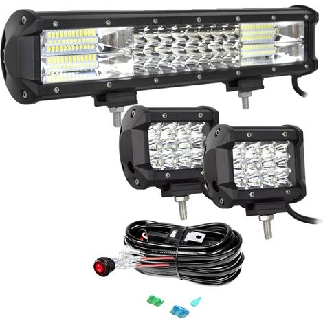 Barra de luz LED, alto brillo, diseño impermeable, kit de cables de 15 pulgadas y 2 x 36 W. (1/2)