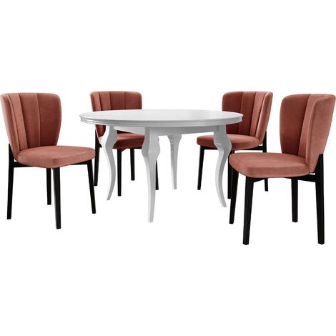 Conjunto de mesas y sillas para comedor Racine 140, Magic Velvet 2258, 76x0x0cm, Diámetro: 100, Número de asientos: 4, Estilo: Contemporary