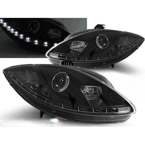 Paire de feux phares Seat Leon / Altea de 2009 a 2013 Daylight DRL led noir-27361794
