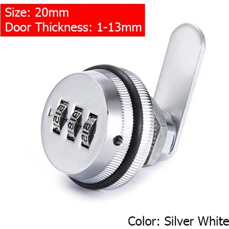 (Argent, 20 mm) Serrure à combinaison à came, serrure à combinaison pour armoire, serrure de sécurité en alliage de zinc (1/4)