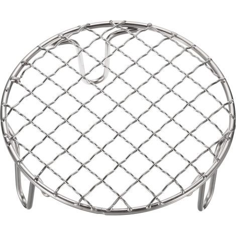 5-Zoll-Grillrost aus Edelstahl mit Kreuzschnitt und 50-mm-Füßen, geeignet zum Kochen, Backen, Dämpfen und Grillen.