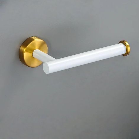 White Gold Bathroom Hardware Set 304 Stainless Steel Towel Bar Towel Ring Toilet Paper Holder Robe Hook Accessories Set,paper holder (1/3)