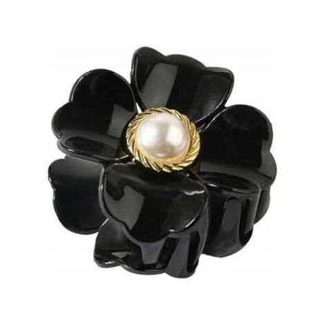 Pinza para el cabello Ecarla Flower con perla negra SP355CZ (1/3)