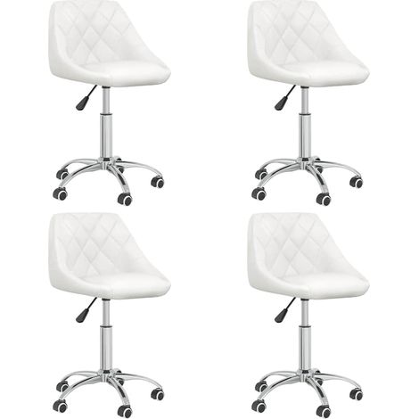 vidaXL Sillas de comedor giratorias 4 unidades cuero sintético blanco (1/5)
