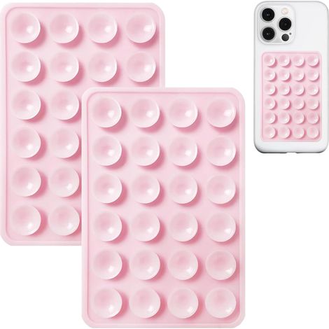Lot de 2 Supports de Téléphone à Ventouse en Silicone, Adhésif en Silicone, Antidérapant pour Téléphone Portable, Support Solide pour Selfies et Vidéos (Rose2) (1/5)