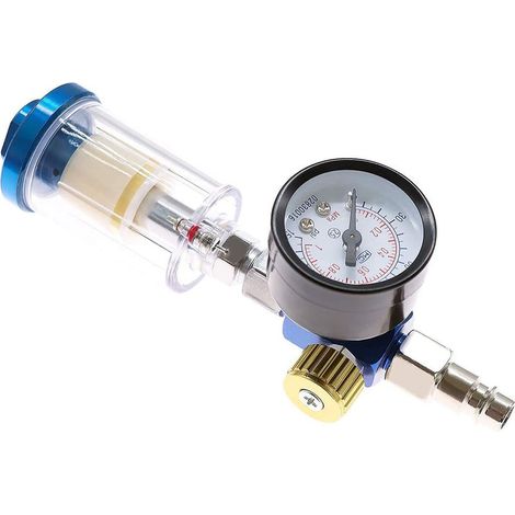 Régulateur air 1/4" manomètre filtre séparateur eau huile kit outils pistolet pulvérisation pneumatique (1/5)