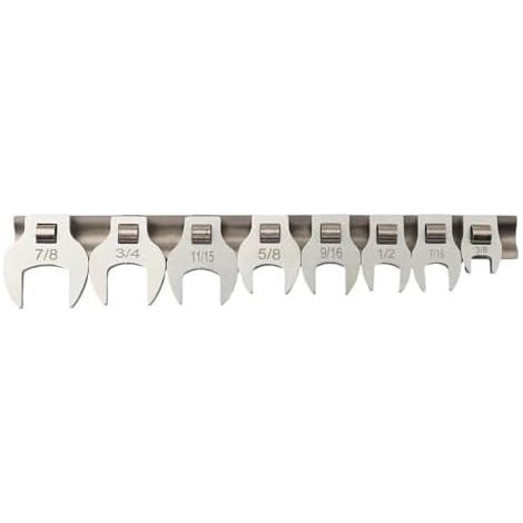 Lot de 8 clés à molette de 9,5 mm pour tailles impériales de 3/8 à 7/8, clés à extrémité ouverte avec têtes interchangeables, compatibles avec cliquet 3/8" (1/5)