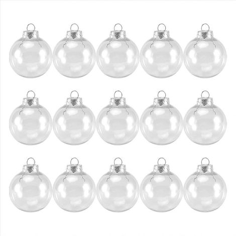 15 Stück runde, durchsichtige Weihnachtskugeln zum Befüllen für DIY-Weihnachtsbaumkugeln aus Kunststoff (1/5)