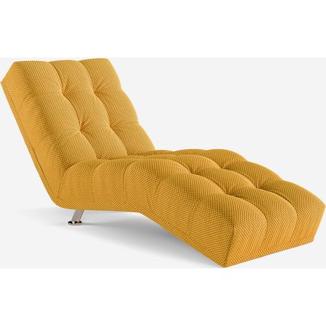 Chaise Longue Design gepolstert in Samtoptik für Wohnzimmer Chamonix - Gelb (1/5)