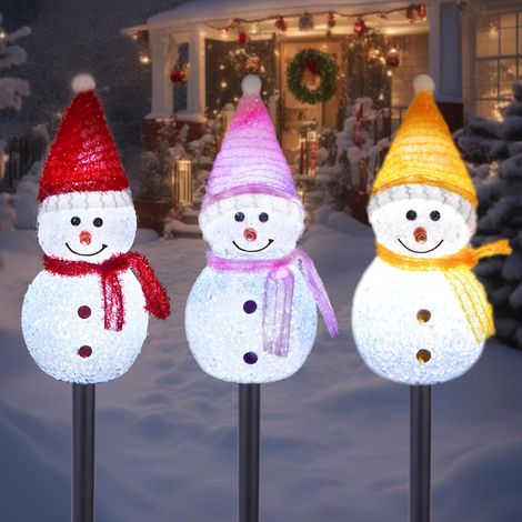 3er-Pack Solar-Weihnachtslichter für Wege, Außendekoration, LED-Schneemann, wasserdichte Gehweg-Landschaftslichter für Winterhof, Garten, Solar-Weihnachtsdekorationen (3 Stück – Schneemann A) (1/5)