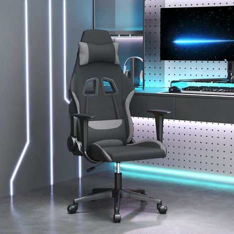 vidaXL Silla gaming tela gris claro y negro (1/5)