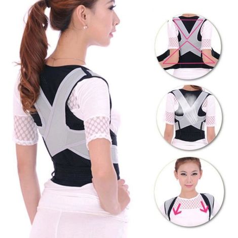 Unisex Orthopédique Ceinture Correcteur Posture Dos Épaule Soutien Therapie S (1/4)