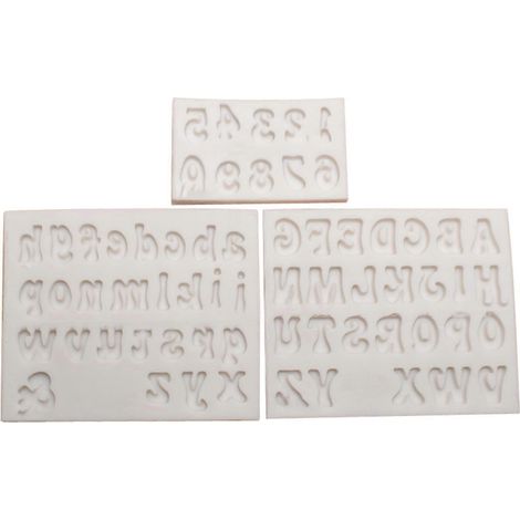 Lot de 3 moules à chocolat en silicone pour fondant, en forme de chiffres et de lettres de l'alphabet anglais. (1/5)