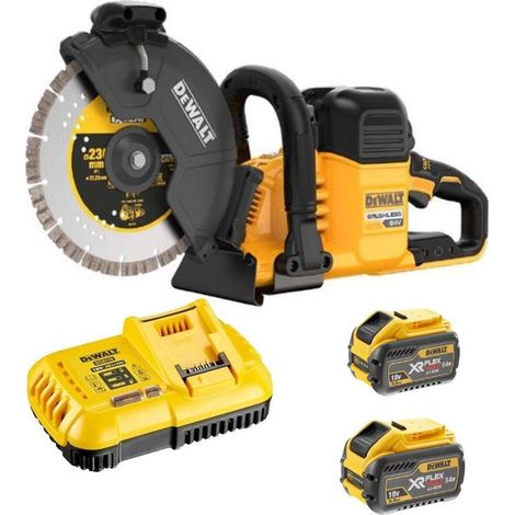 Dewalt – Découpeuse à béton 230mm 54V – 2 batteries 9Ah – Moteur Brushless – Profondeur de coupe 83mm – Pour béton armé