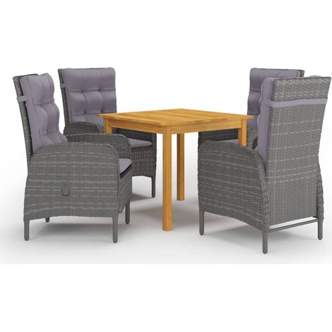 Juego de comedor de jardín de 5 piezas gris vidaXL (1/5)
