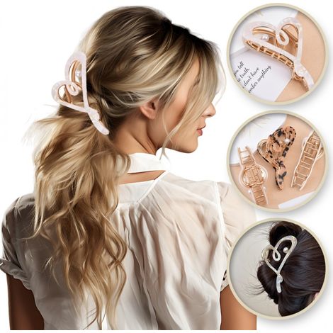 Pinza para el cabello, cierre metálico, nácar blanco XL 12x6cm SP342B (1/5)