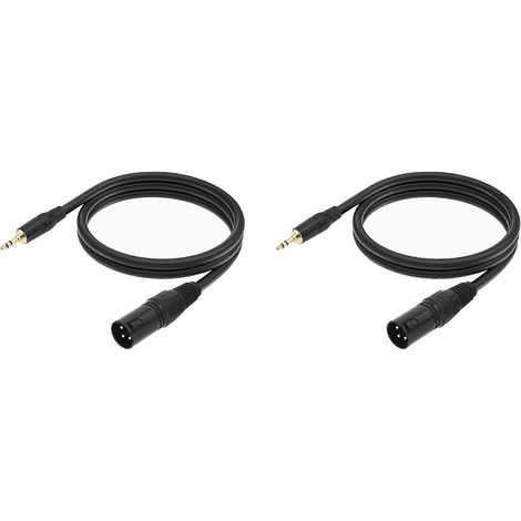 Deux adaptateurs de câble audio symétrique 3,5 mm vers XLR, câble audio microphone stéréo mini-fiche TRS 1/8 pouce vers XLR mâle 3 broches, 300 cm. (1/5)