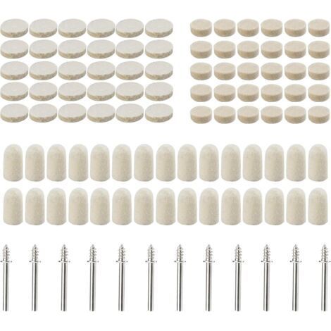 FENOPLASTICA102 tampons de polissage en feutre de laine, Roue de polissage abrasif Pour accessoires - Outils rotatifs - Dimensions assorties 10/13/25 mm de diamètre (1/4)
