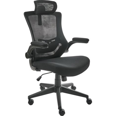 Sedia girevole professionale per ufficio Rivestimento in rete Poggiatesta e braccioli regolabili Sedile pneumatico Nero Paladin